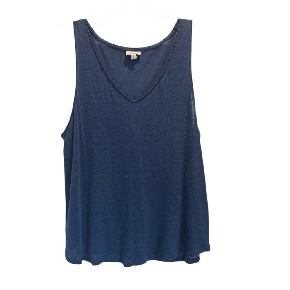 J. Jill Women's Linen Blue Sleeveless Top - Picture 1 of 5